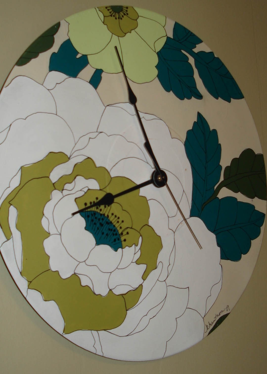 handpainted record/clock