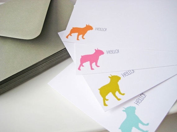 Dog Silhouette Note Cards Personalized You Design Set of 20