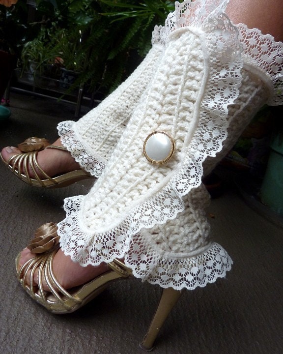 Lacy Lady Victorian Leg Warmers - Soft White - Lots of Colors