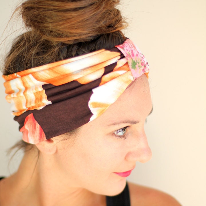 Turban Headband in Tropical Large Scale Floral  Print