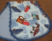 Blue "Cars" Bib/Burp Cloth Set