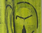 Buddha Cries A Leaf 12X24 Mixed Medial Original