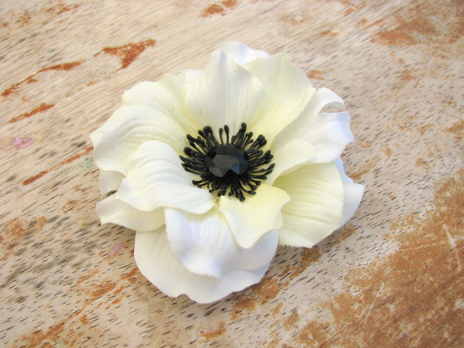 Ivory Anemone Flower Fascinator Hair Clip
