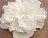 Peony Flower Hair Clip in Bridal White