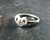 Personalized Sterling Silver Heart Ring with Initials EtsyXo, Sweetheart Ring, Heart Ring