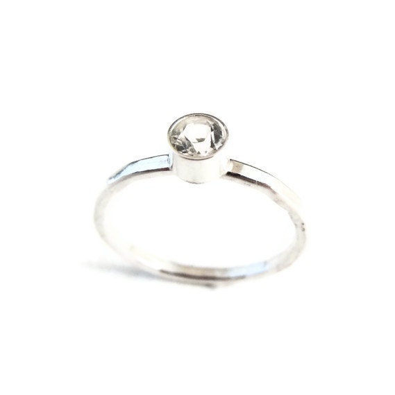 White Topaz Ring, birthstone ring, ice