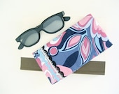 Eyeglasses Soft Case in Retro Print, Reading Glasses or Sunglasses Case