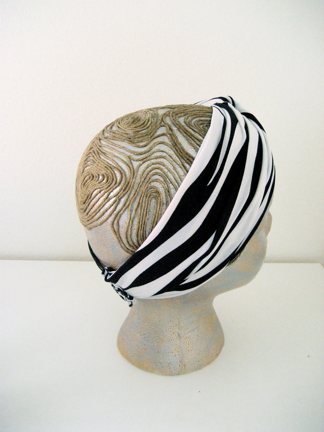 The Twist Turban Headband- In Knit Zebra Print, bohemian style