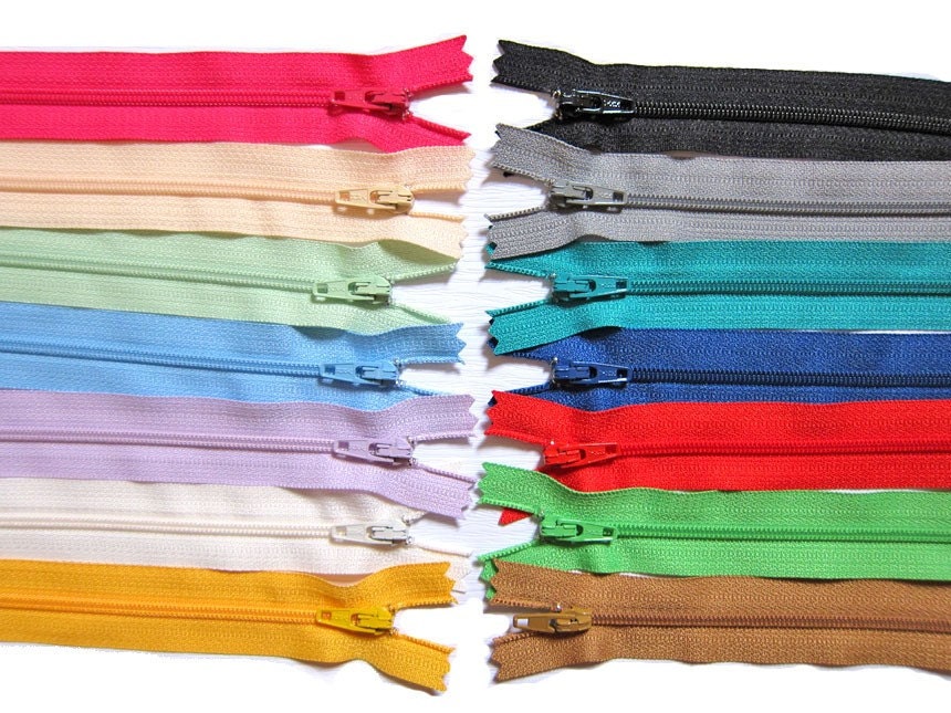 Set of 14 - 5 Inch YKK Zippers in Assorted Colors