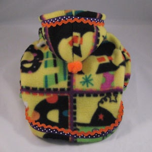 Yellow Witch Halloween Dog Fleece Hoodie Chihuahua Maltese