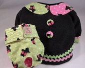 Green Dog Sweater and Pink Bow Scottie print Diaper for Female Dog Clothes