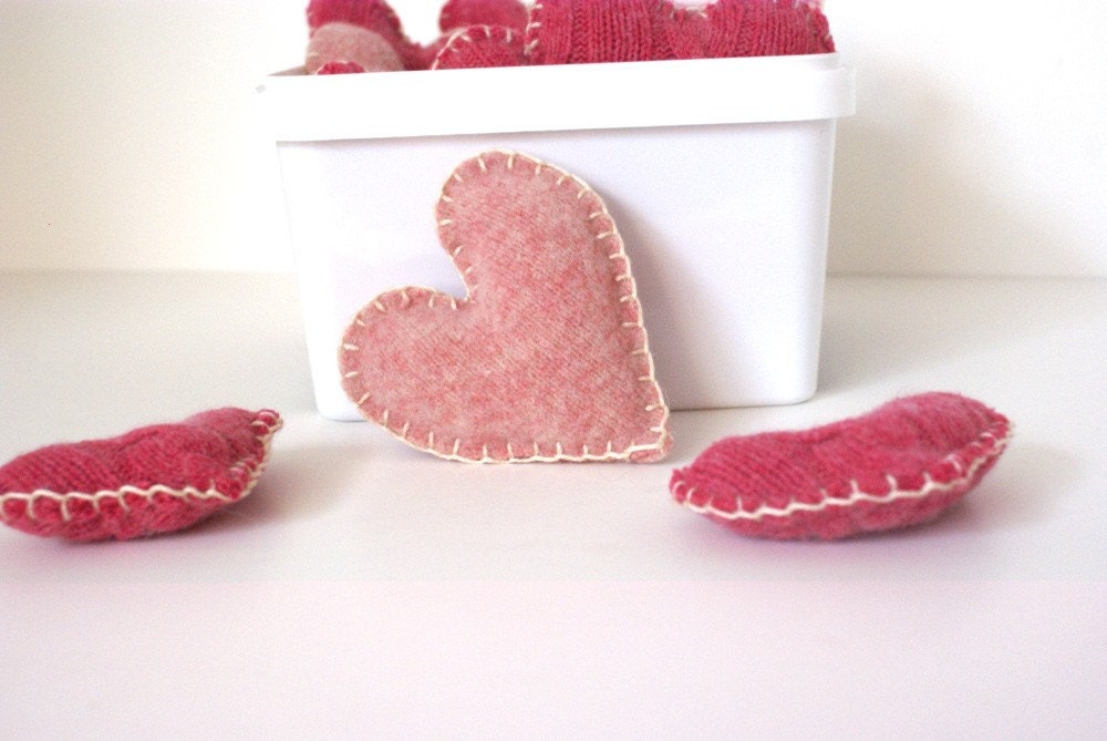 Handmade Pink Valentine Wool Hearts