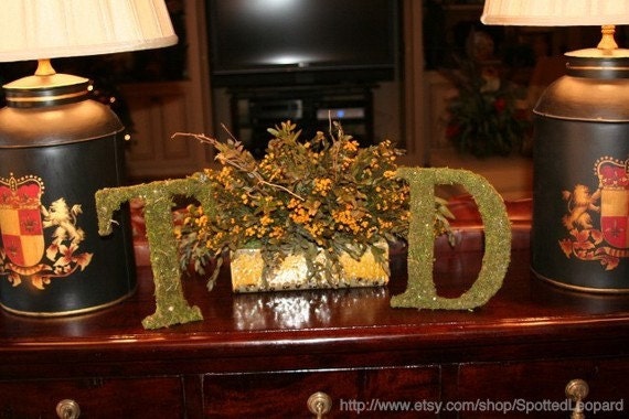 Moss Covered Wedding Standing Table Letters 8 inch set of 2