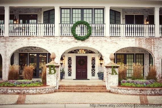 Moss Covered Wedding Letter Monogram Initial Door Wreath 24 inch (Set of two)