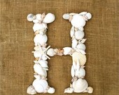 Sea Shell Covered 12 Inch Wedding Initial Letter  Monogram Door Wreath