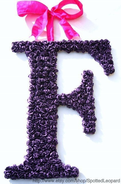 Paper Mulberry Flower Floral Wedding Door Wreath Initial Letter 24 inch