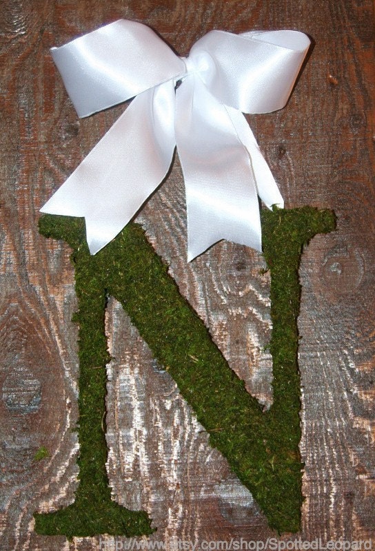 Moss Covered 12 inch Wedding Church Door Initial Wreath Monogram