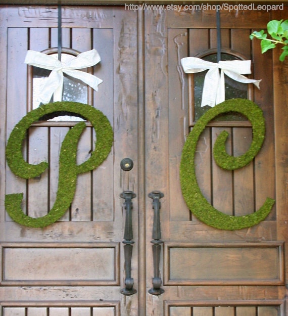 Script Moss Wedding Letters Church Door 24 Inch SET of 2