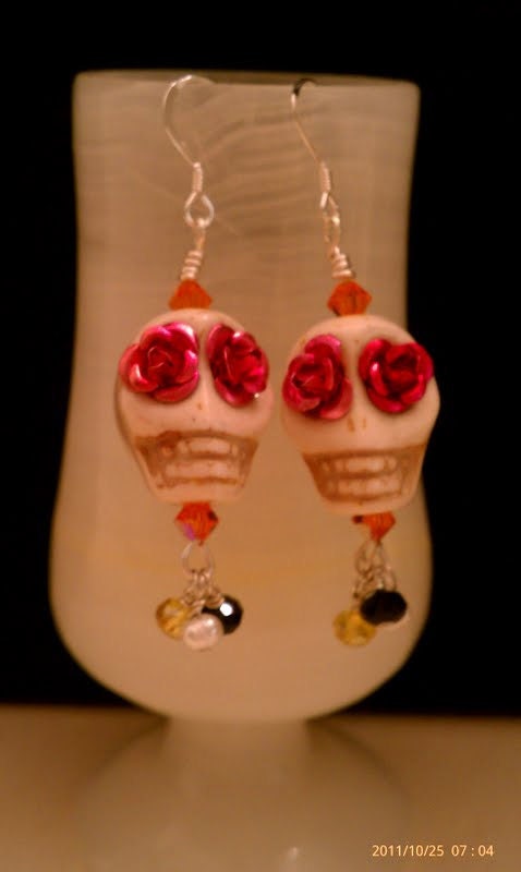 Dia de los Muertos Flowered Skull Earrings- Day of the Dead- You pick the COLORS
