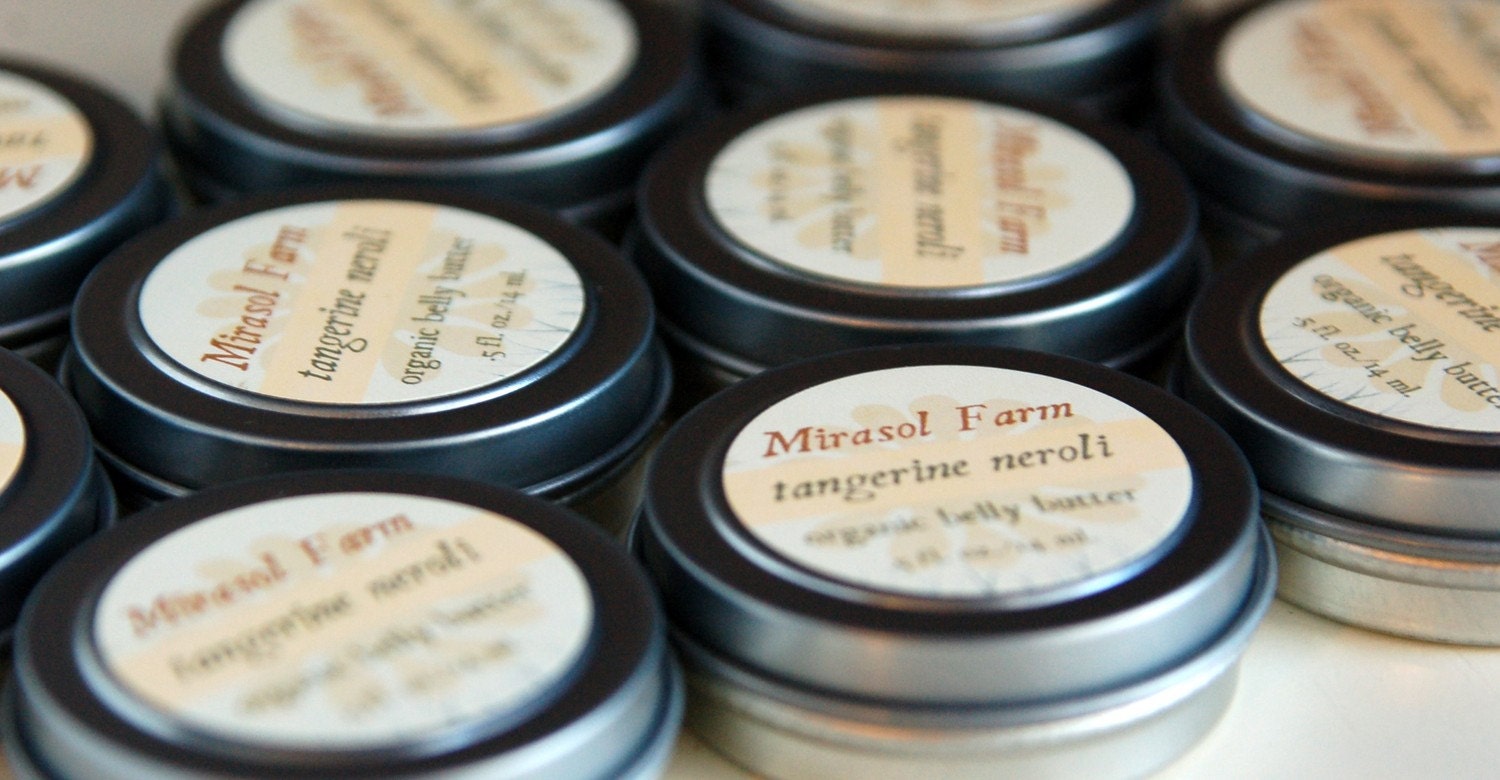 Tangerine Neroli - sample of organic belly butter - stretch mark prevention for pregnancy (1/2 ounce)