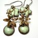 Green Flower Earrings, Elaine Ray Ceramic Beads Brass Flower Drops, Sage Green, Floral Jewelry, Bridesmaid Jewelry