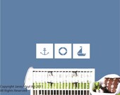 Nautical Nursery decor -Sale Vinyl Wall Art Decal - Sailboat Blocks - Boys Nautical Bedroom - Clearance - Nautical Decal For Baby Room