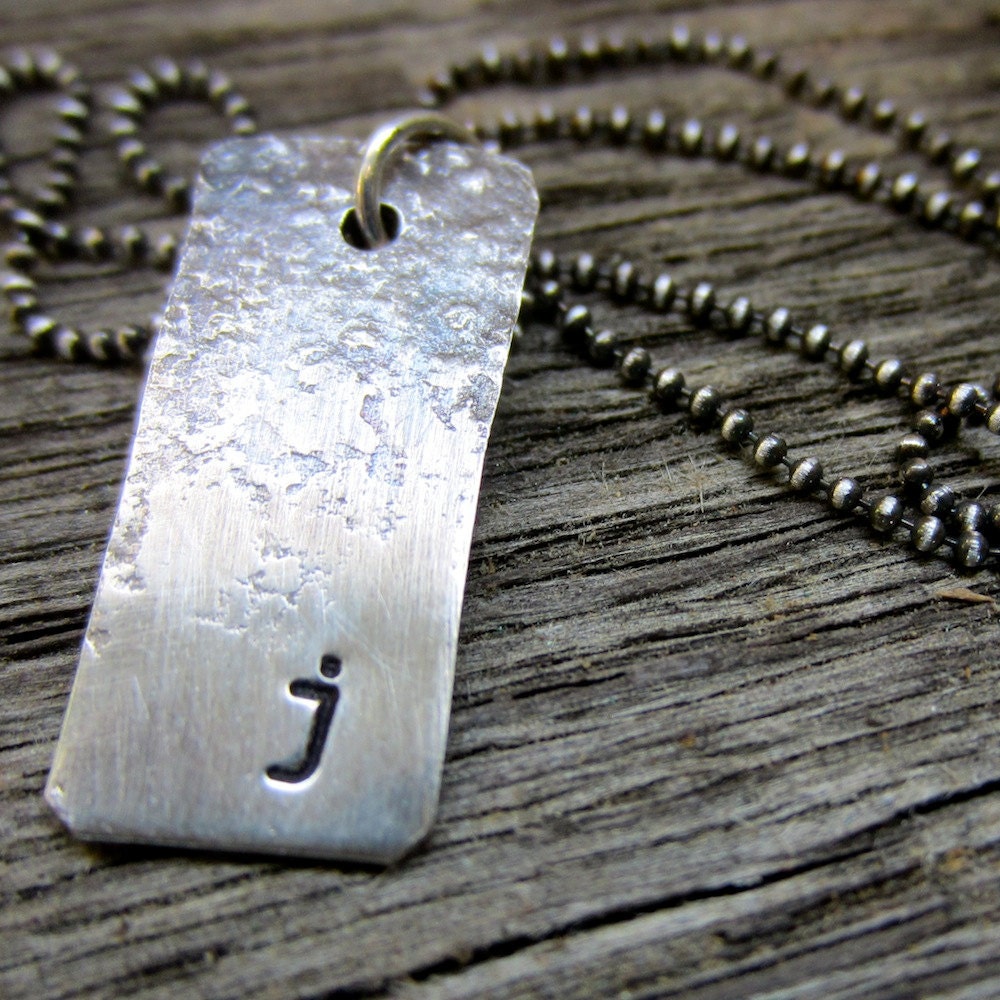Ombre initial - oxidized sterling silver necklace