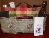 Purse Organizer Insert/STURDY/ Shaper /Stain&water resistant 10"x4"x6" in mint green /plaid