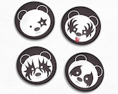 Panda Bear Kiss Inspired Magnet Set of 4 - Original Illustrations