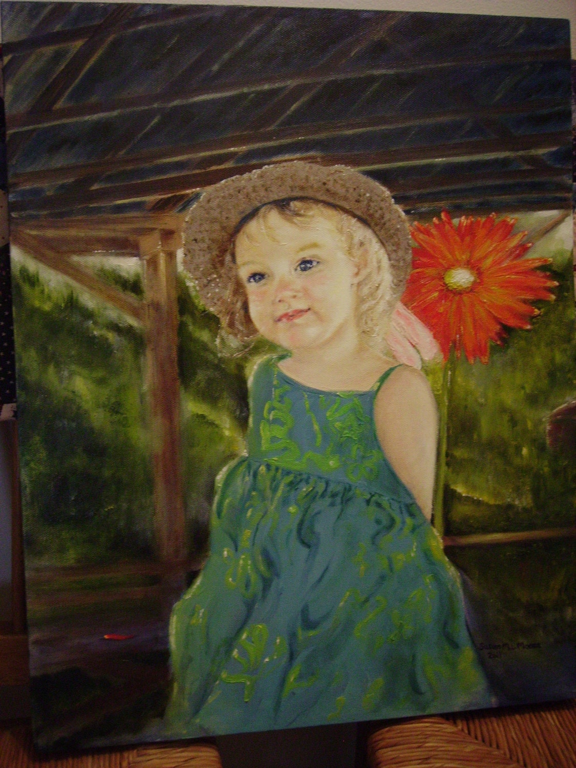 Painting Custom Commissioned Portraits EXAMPLE  Golden Child pets family homes oil heirloom  oook  love family
