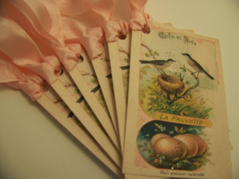 Bird Nest and Egg Tags - French - Set of 6