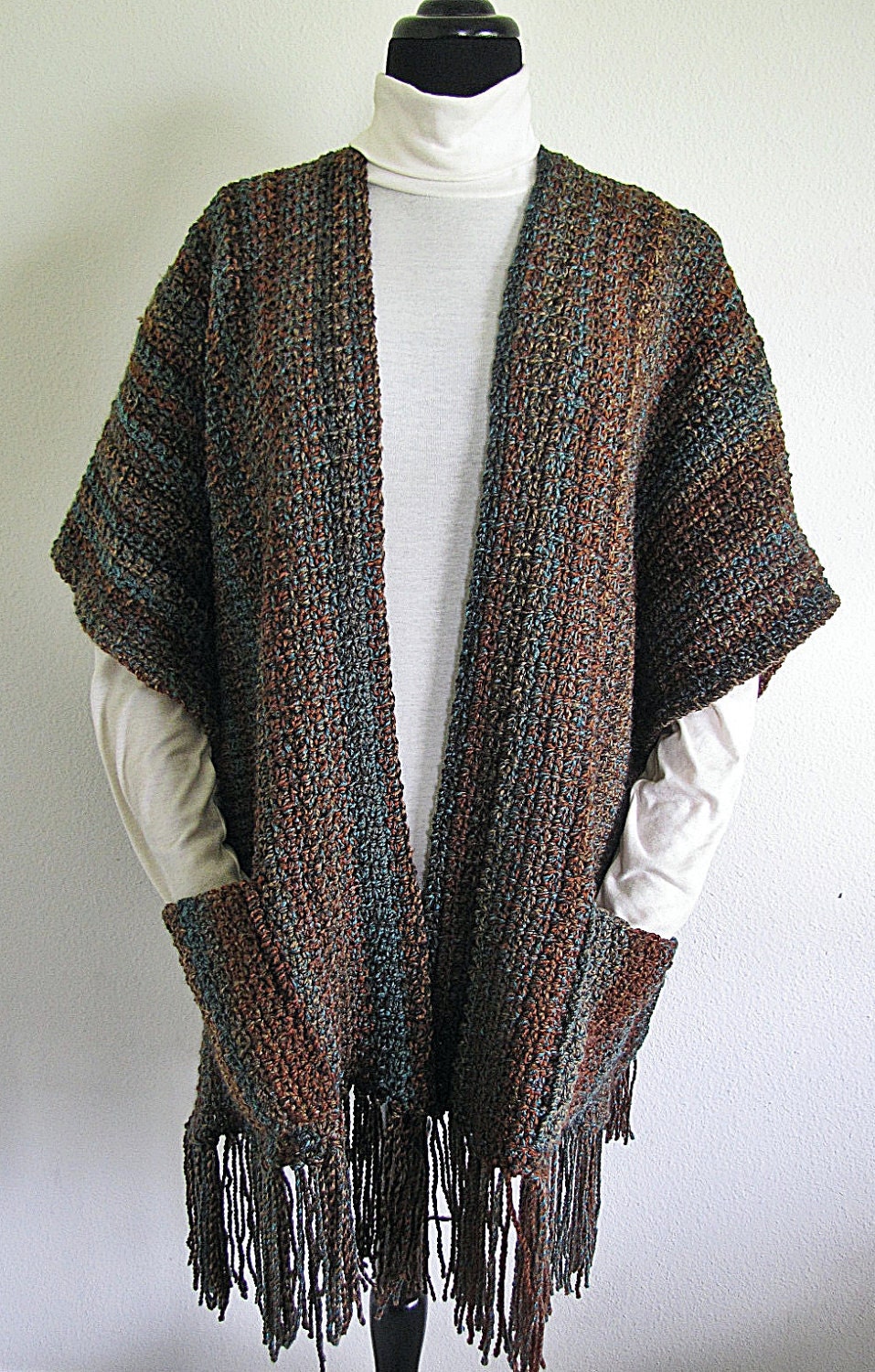 Indian Summer Ruana PDF Crochet Pattern Wrap Shawl