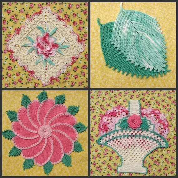 Decorative Thread Potholders Pattern Set -Pdf Crochet ebook 25 Designs