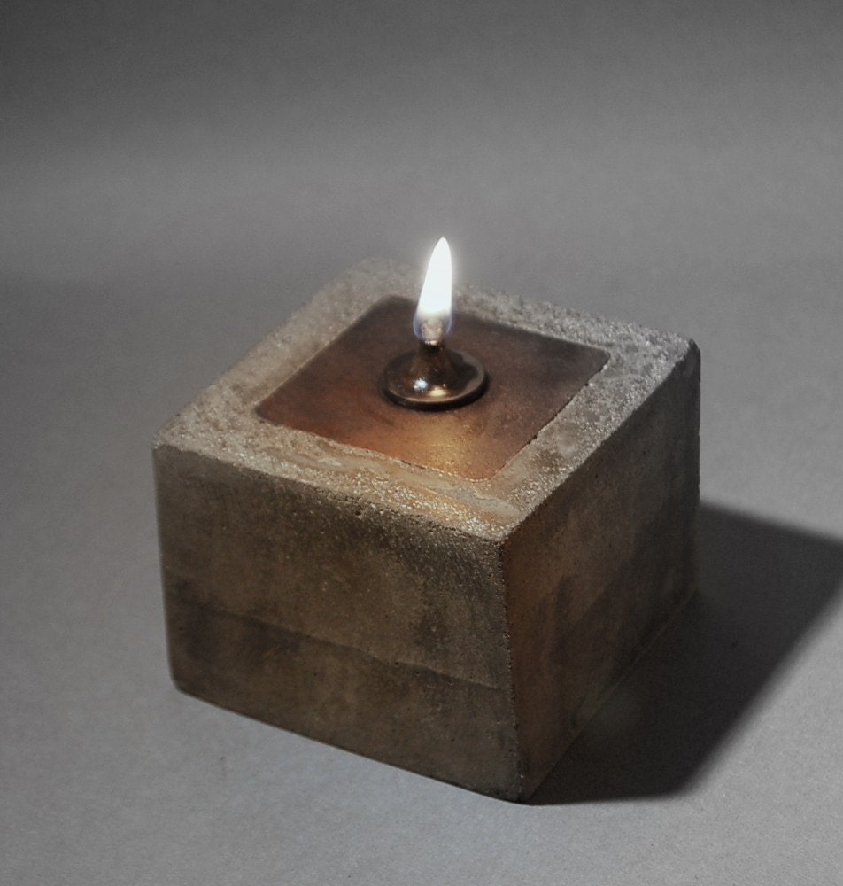SET OF THREE - Cowboy Zen Oil Lamps - Concrete and Steel