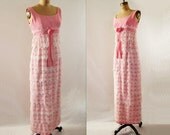 1960s Maxi Dress Lace Formal Vintage Pink Prom Dress / s / xs