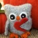 Hootie with Red Heart ... Love is in the air... wool felt gray Owl (woolcrazy)