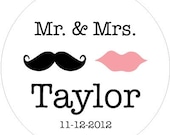 150 Custom  Stickers or Custom Tags - Lip and Mustache WE022CI