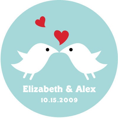 100 Custom Wedding Labels or Favor Hang Tags - Birdie Love is Special BD003CI
