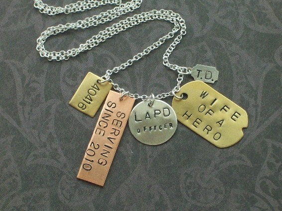 I Love A Hero - Mixed Metal Hand Stamped Brag Necklace