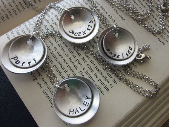 The Nancy Necklace - Custom Hand Stamped 2 Tier Necklace - Domed