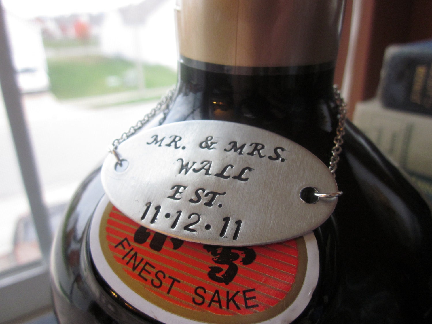 Custom Hand Stamped Wine Bottle Tag - Large