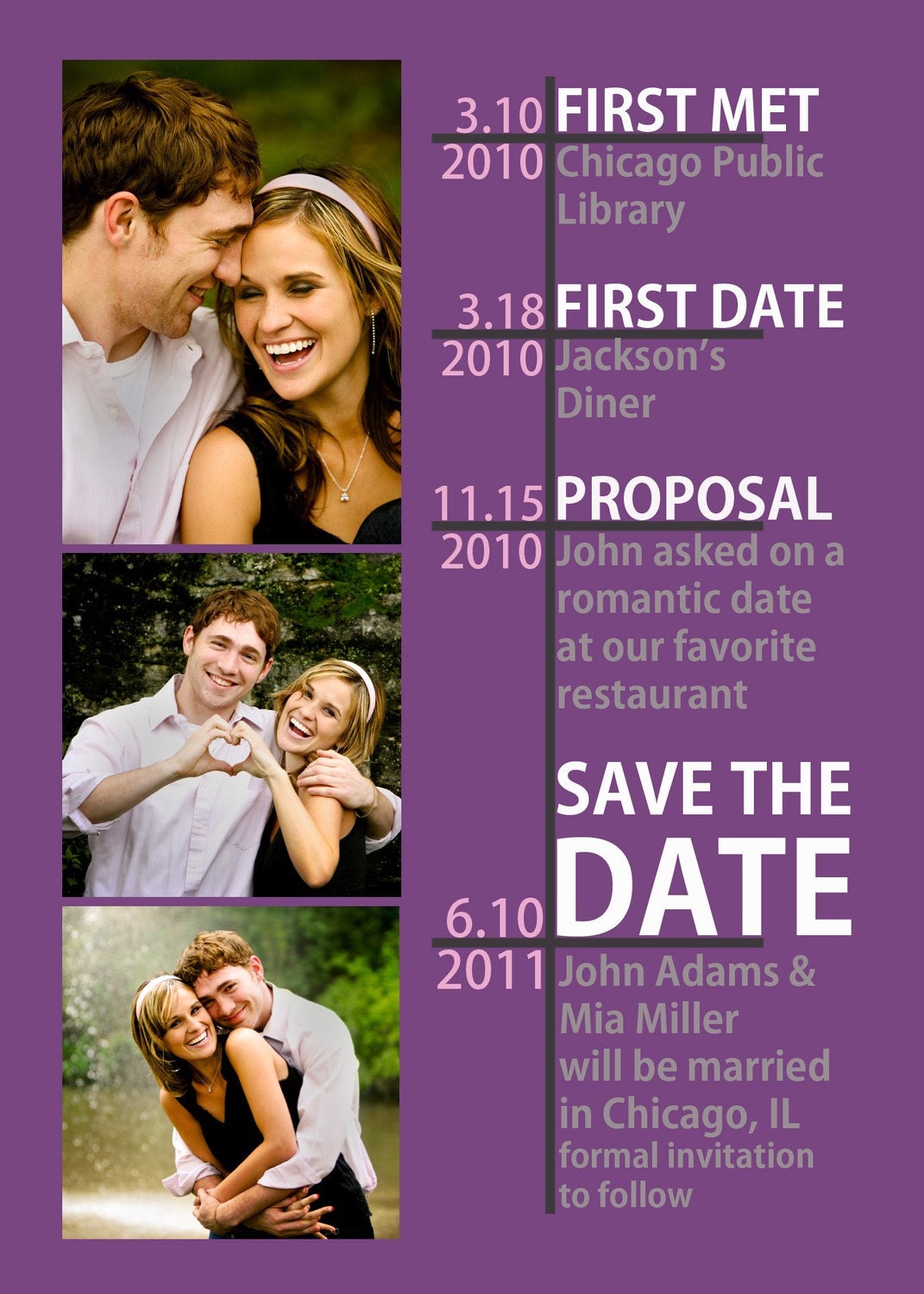 Timeline Save the Date - Many color options available
