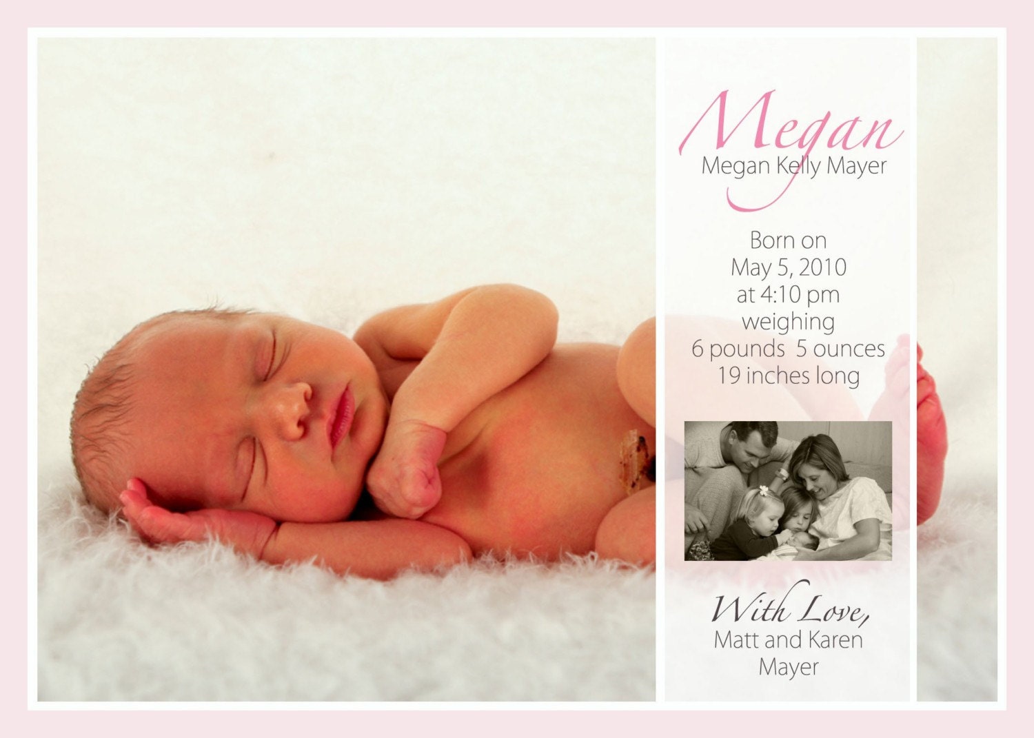 Custom Photo Birth Announcement for Boy or Girl
