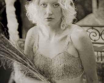 I Shimmy (sexy, circus, steampunk, black and white photography, vintage, surreal print, home decor, fashion model)