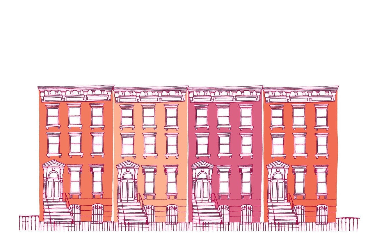 Houses All in a Row (Pink)