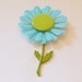 Vintage 1960's Enamel Flower Pin in Teal Blue and Green