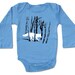 Organic dutch blue FOX Bodysuit, long or short sleeve, infant and baby sizes, running fox / wolf in the woods