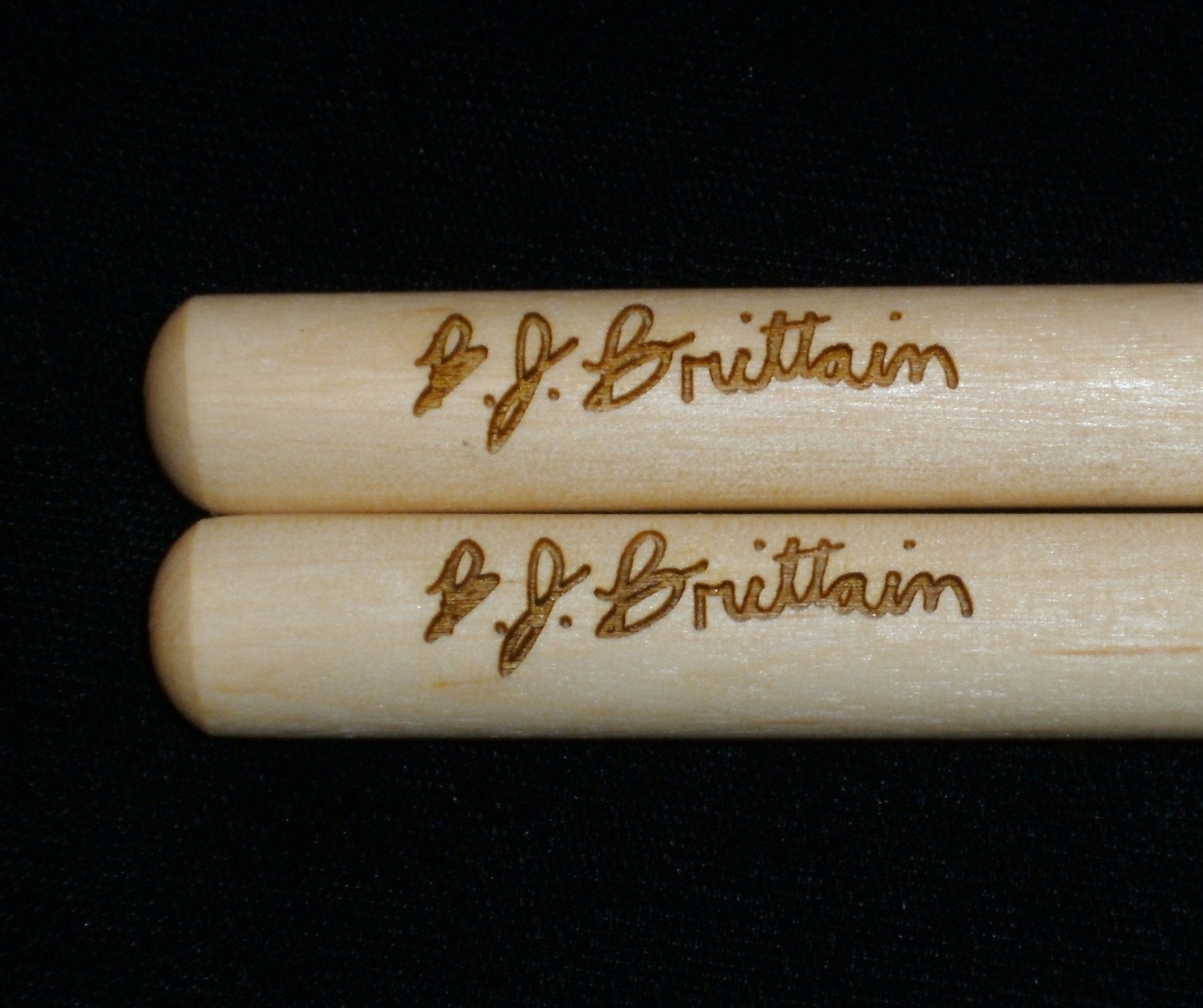 Personalized laser engraved drumsticks with YOUR signature, logo, or graphic.