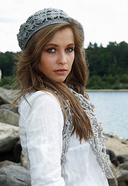crochet pdf pattern - shells & chains slouchy beret hat pattern