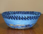 Coiled Blue Fabric Clothesline Basket with Fish Deco